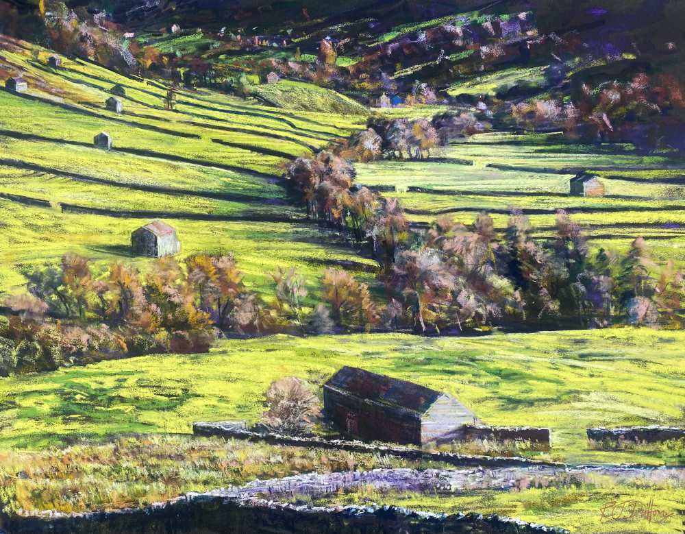 Soft pastel painting of the Yorkshire landscape.