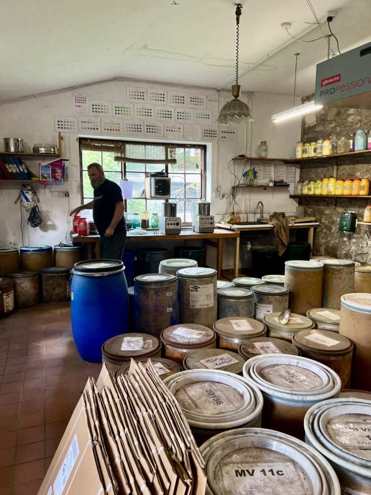 Inside the mixing room.