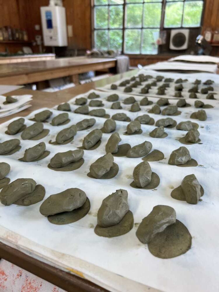 Pastels drying on blotting paper.